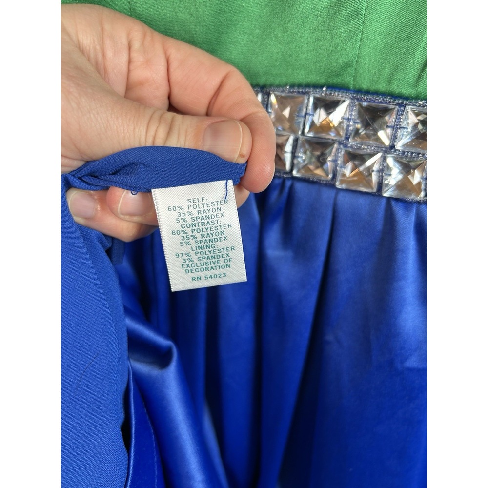 Pim & Larkin‎ Bejeweled Coctail Dress Emerald Green and Sapphire Blue Size Small - Picture 6 of 11
